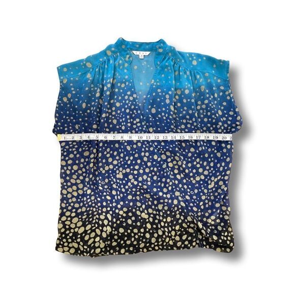 Cabi Women’s Ombre Bubble Dot Blue Sleeveless Chiffon Crossover Blouse • Medium - Picture 8 of 12